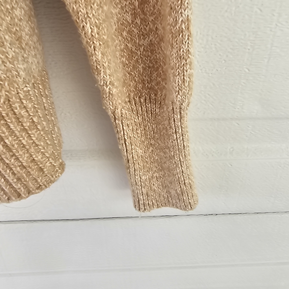 LOFT Neutral Half Zip Sweater Small Cozy Knit Minimalist Beige Ribbed Collar - Picture 7 of 12